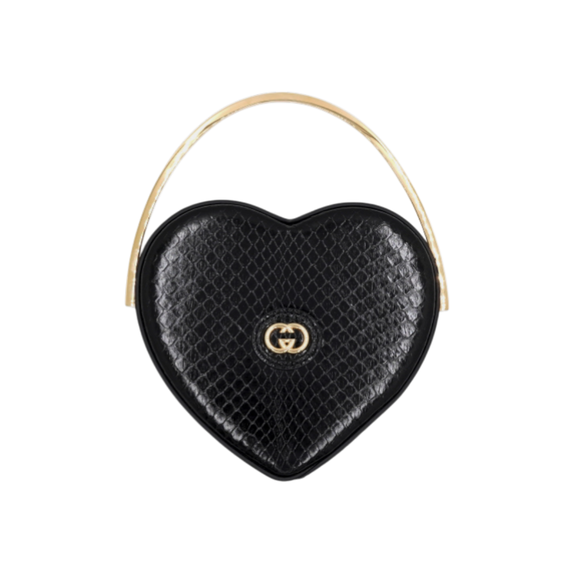 ITKMORBOTJAW Gucci Broadway Mini Heart Black Python Top Handle Tote Bag
