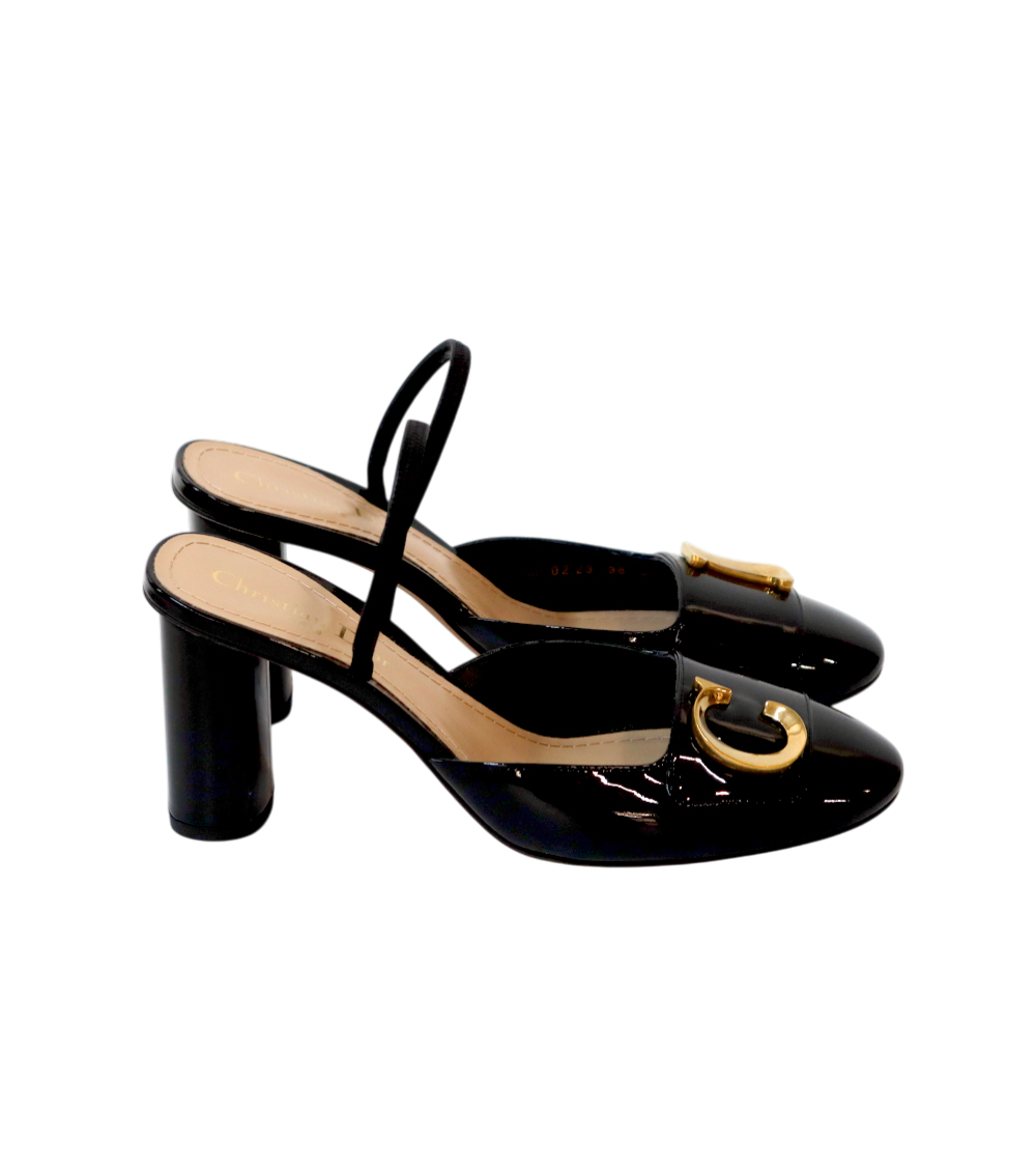 디올 38사이즈 블랙 CD 슬링백 펌프스 C-C46754(Dior Black CD Slingback Pumps C-C46754)