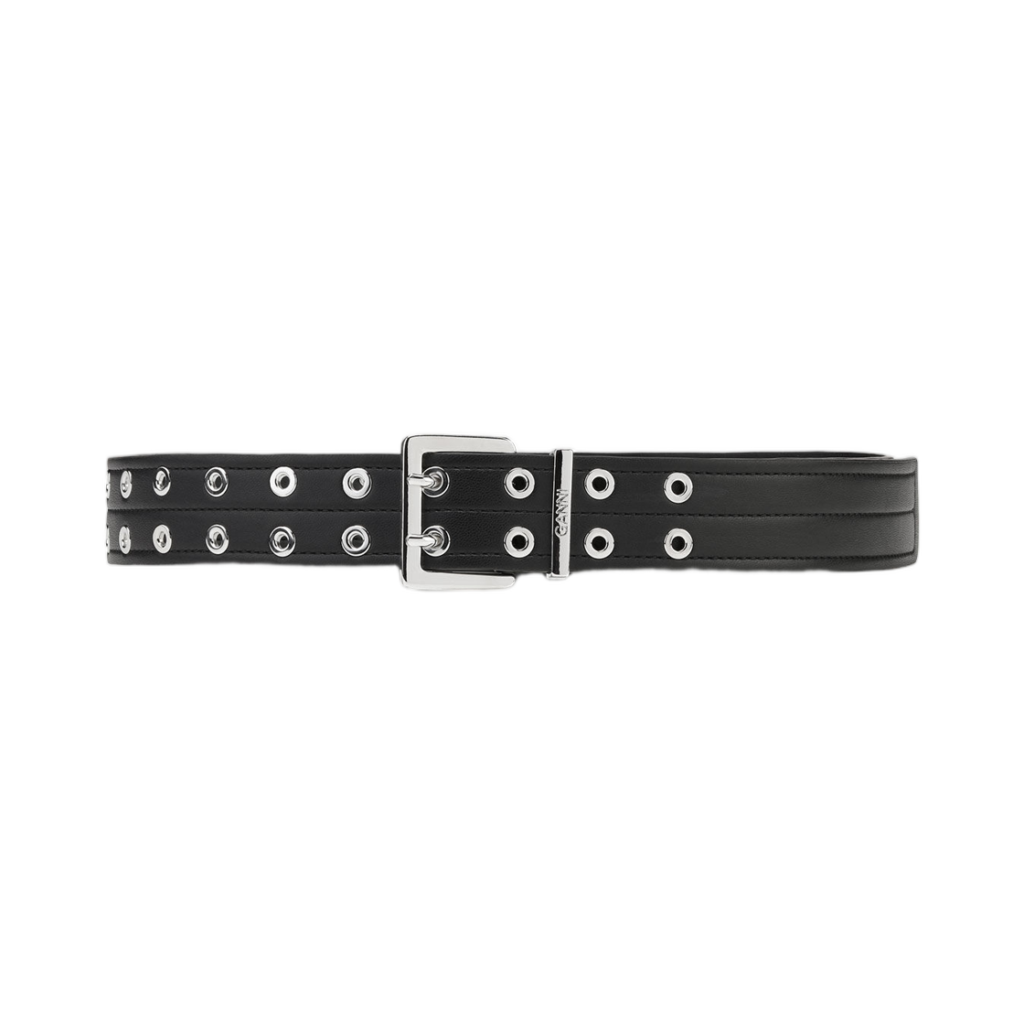 가니 블랙 더블 아일렛 벨트 블랙(Ganni Black Double Eyelet Belt Black)