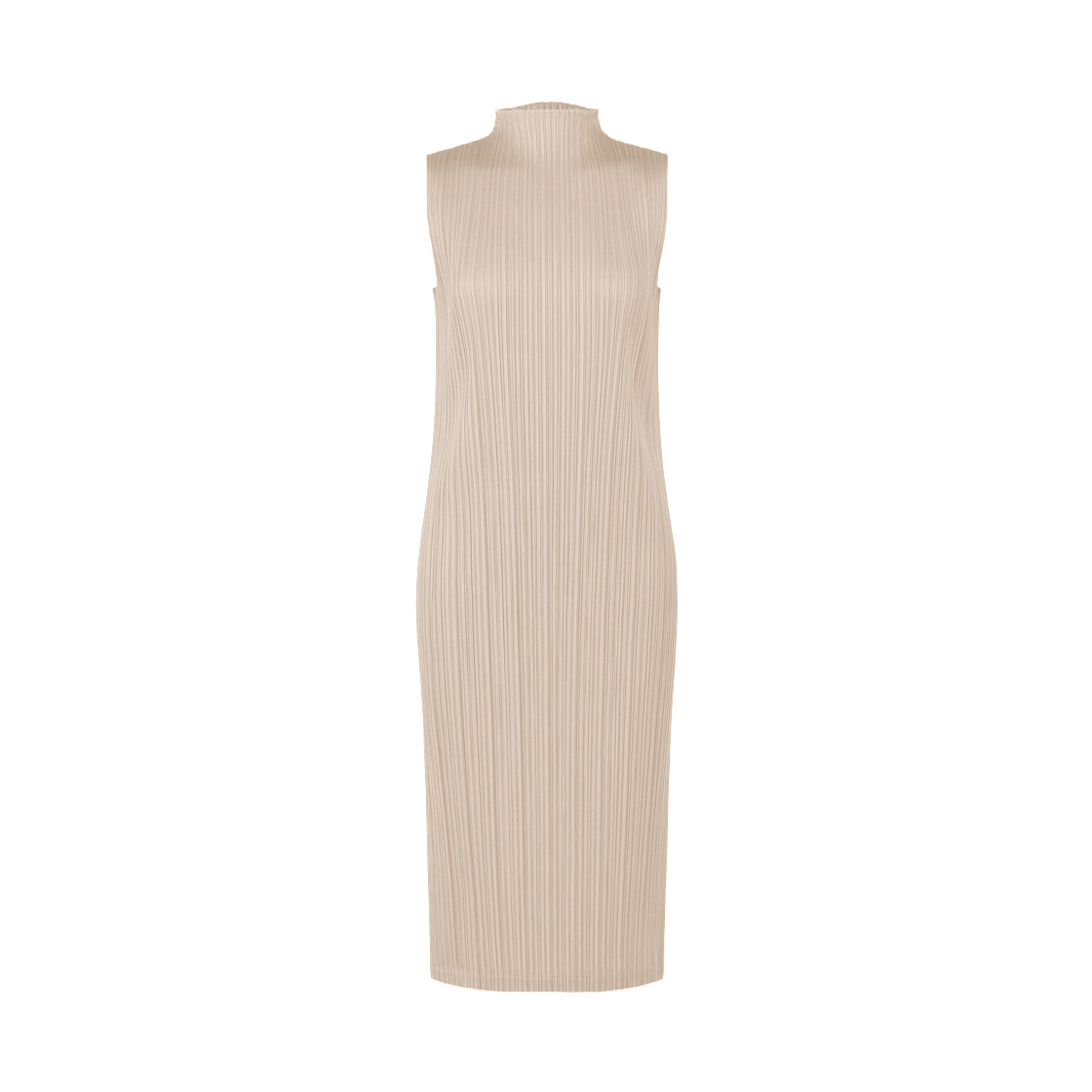 PP61-JT591-42 (W) Pleats Please Issey Miyake Swing Solid Dress Greige