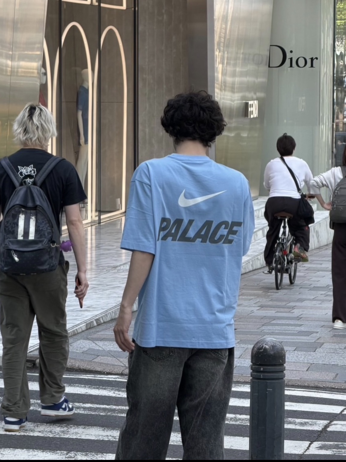 Palace x Nike Font Swoosh T-Shirt Sky Blue - 26SS 착용 스타일 - 1