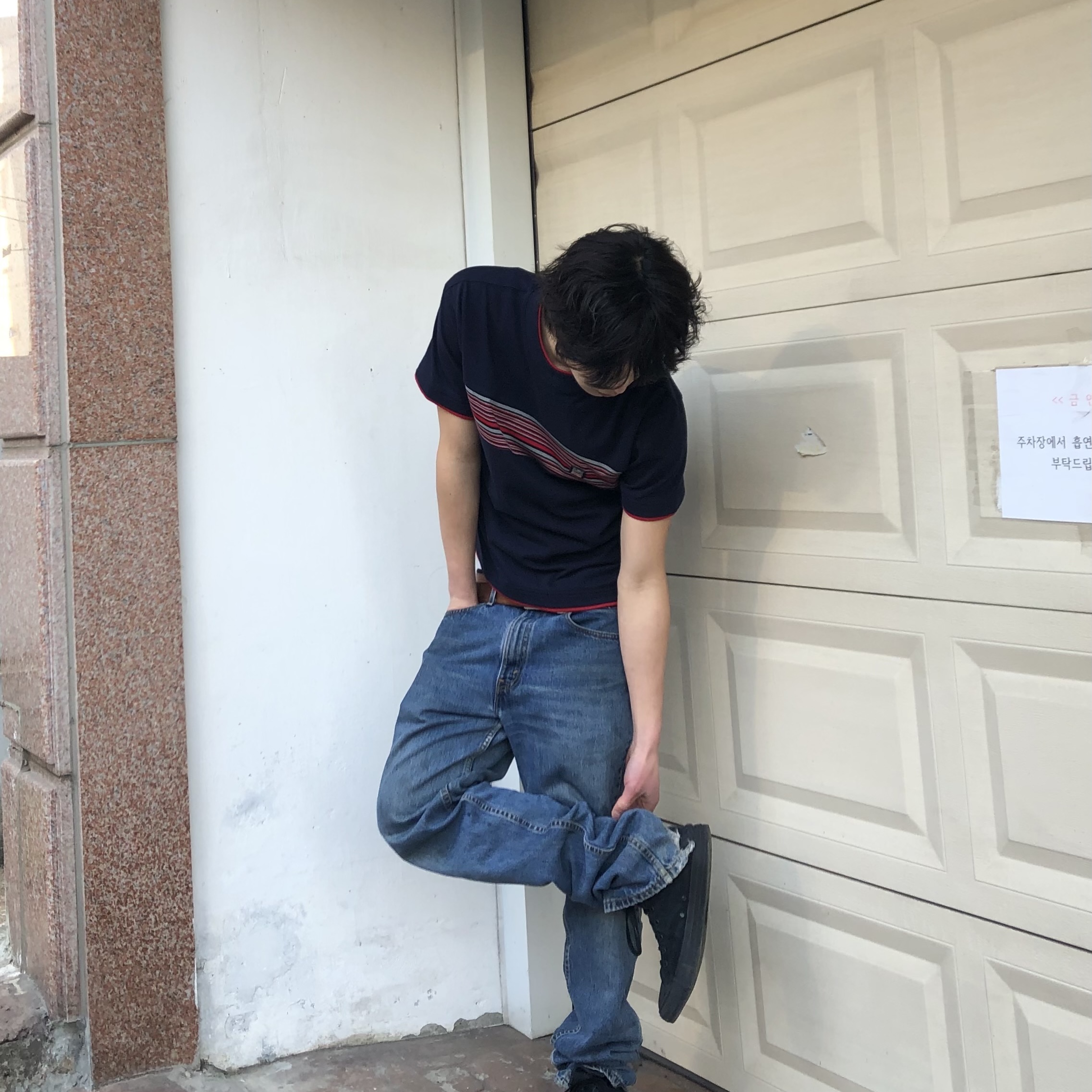 SPORT CHAMBER Spectrum T-shirt NAVY 착용 스타일 - 7