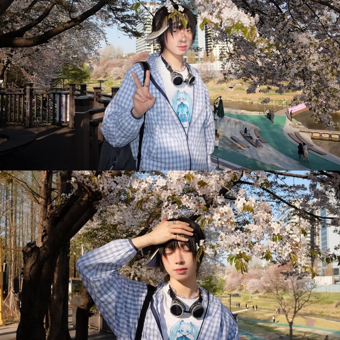 SPORT CHAMBER SC Sporty Rucksack Charcol, SPORT CHAMBER SC Square Check Windbreaker WHITE 착용 스타일 - 6