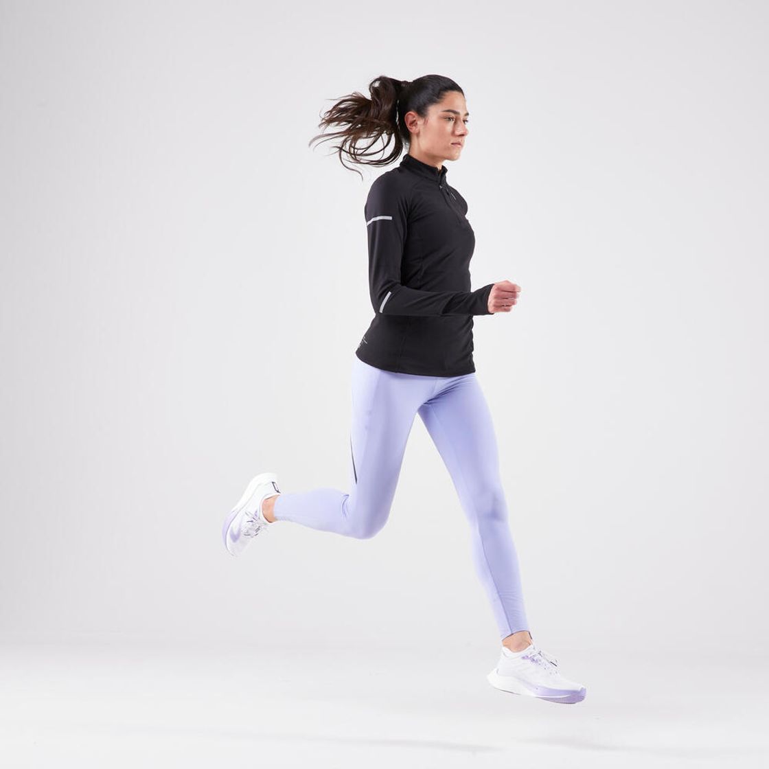 데카트론 여성 하프집 러닝 긴팔 티 런 웜 900 스모크 블랙(DECATHLON Women's Half-Zip Running Long-Sleeved T-Shirt Kiprun Run Warm 900 Smoke Black) - 9