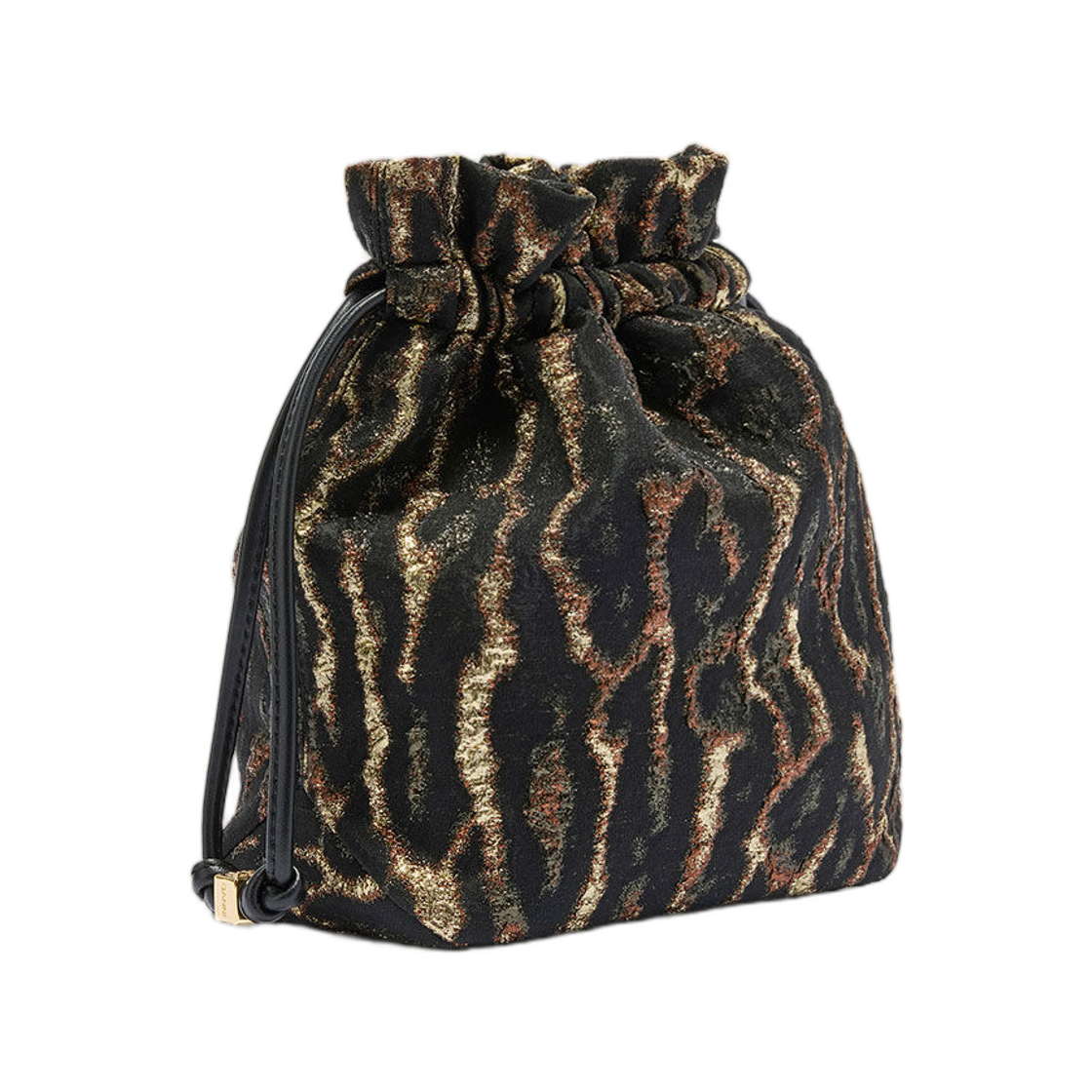 가니 메탈릭 보우 버킷 클로케 파우치 앤티크 브론즈(Ganni Metallic Bou Bucket Cloque Pouch Antique Bronze) - 2