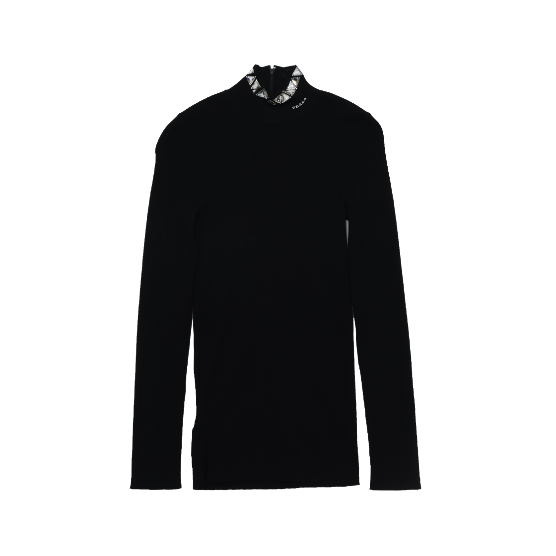 프라다 P26481 비스코스 터틀넥 크리스탈 블랙(Prada P26481 Viscose Turtleneck in Crystal Black)