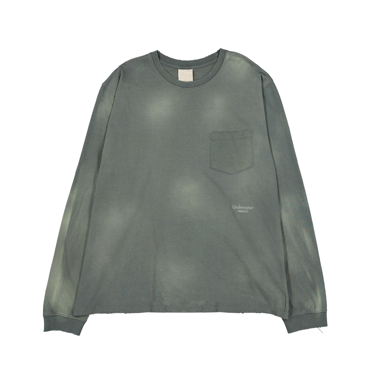 언더마이카 무.165 클래식 로고 워시드 포켓 롱 슬리브 카키