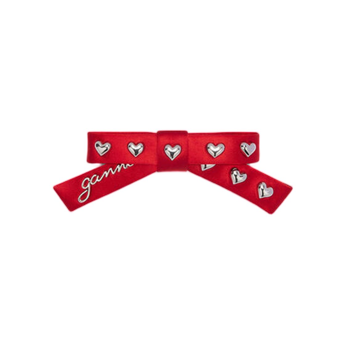 가니 레드 아일렛 보우 바레뜨 마스 레드(Ganni Red Eyelet Bow Barrette Mars Red) - 1