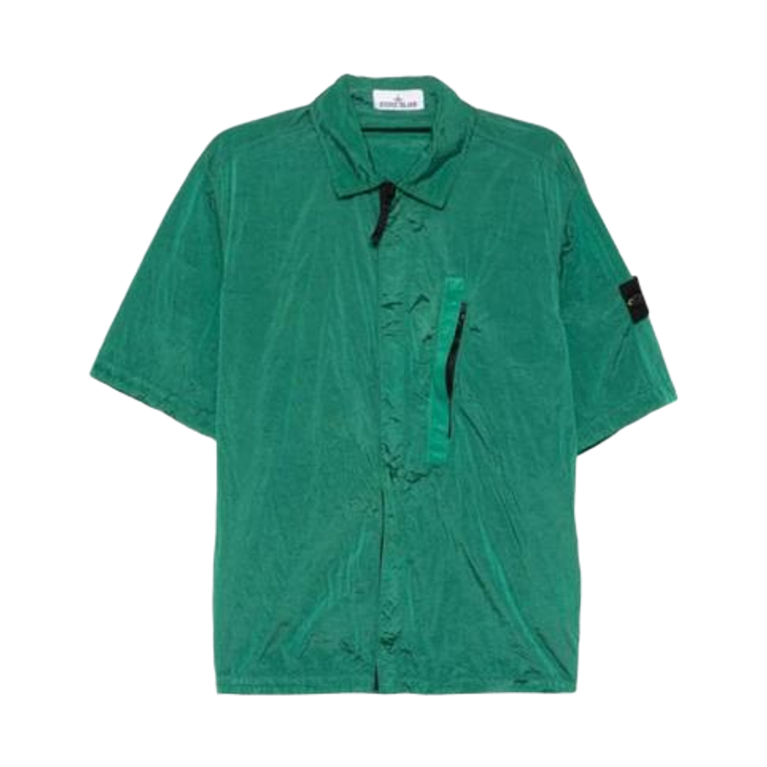 L1S1512000-28S0019-V005H Stone Island 1200028 Nylon Metal Econyl Comfort-Fit Short Sleeve Shirt Malachite - 26SS