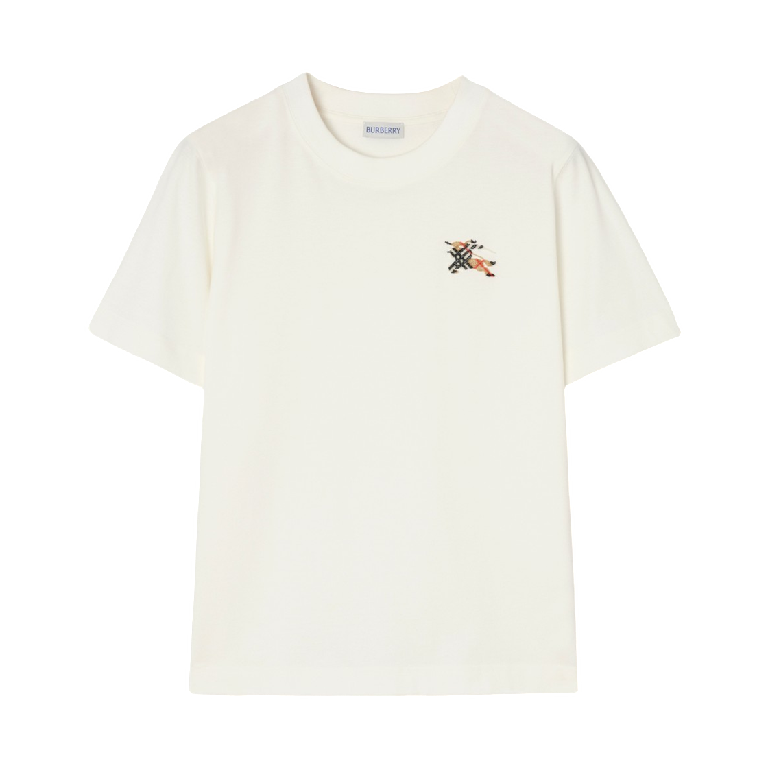 8127956 (W) Burberry EKD Check Cotton T-Shirt Chalk White
