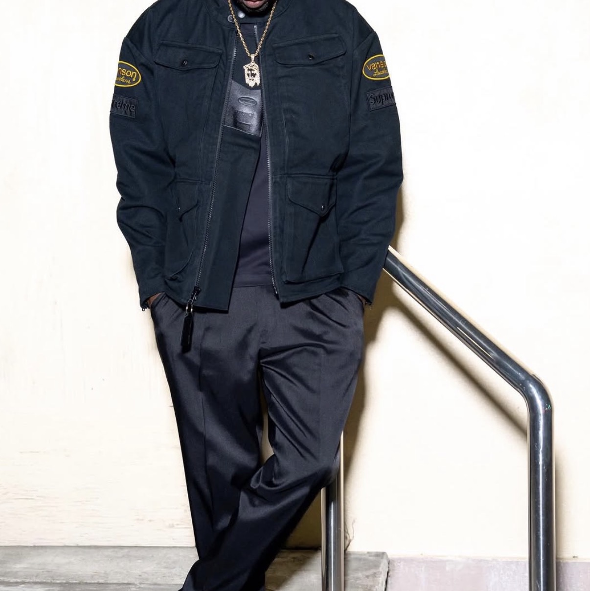Supreme x Vanson Leathers Cordura Jacket Black - 26SS 착용 스타일 - 2