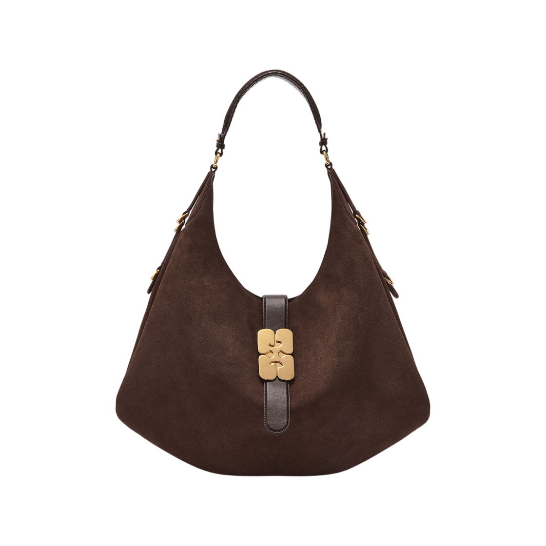 B2070021-979 Ganni Brown Large Kat Bag Suede Chicory Coffee