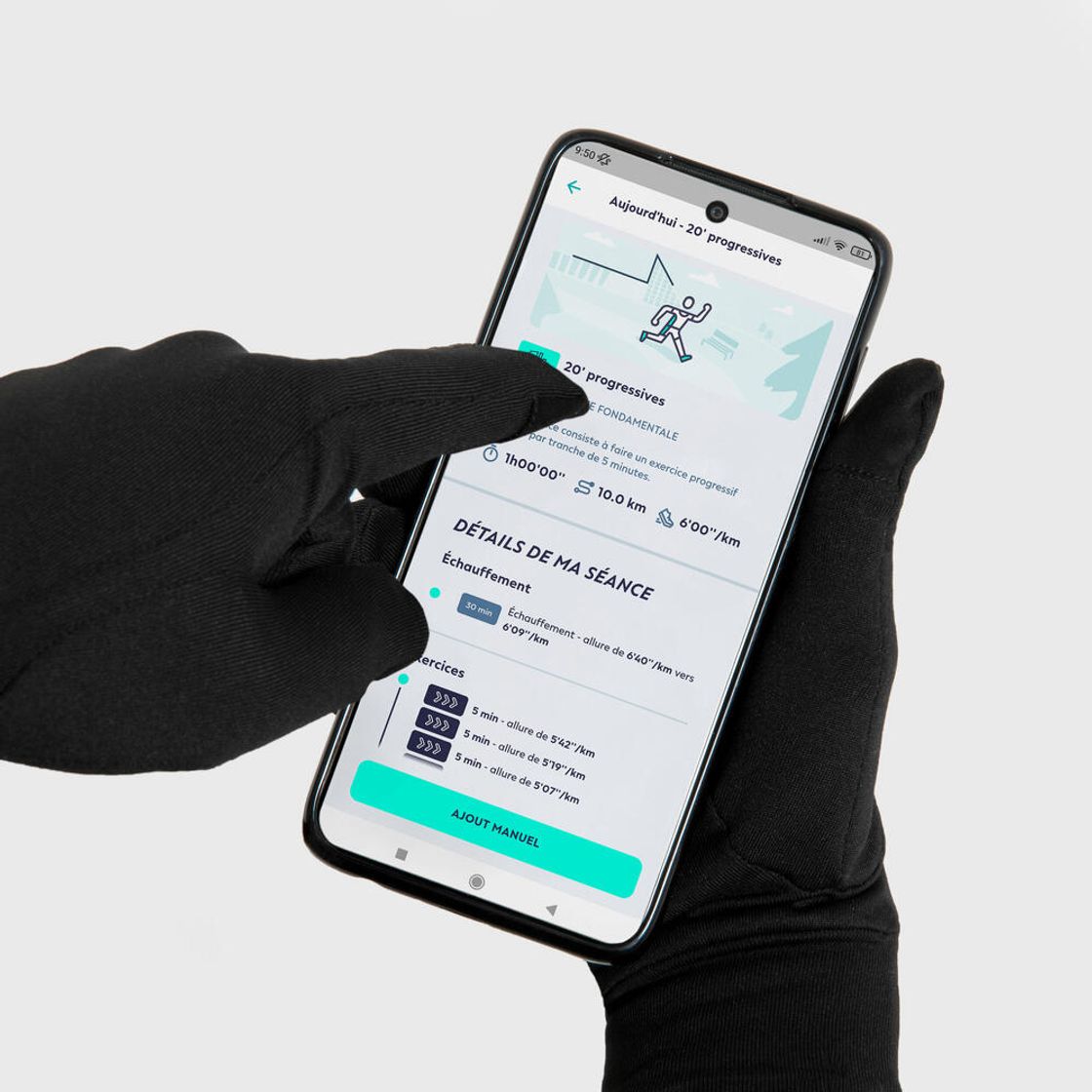 데카트론 러닝 터치스크린 장갑 웜 100 V2 스모크 블랙(DECATHLON Running Touchscreen Gloves Warm 100 V2 Smoked Black) - 4