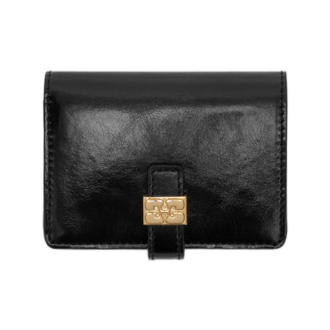 가니 수 슬림 카드 홀더 플랩 블랙(Ganni Sue Slim Card Holder Flap Black) - 1