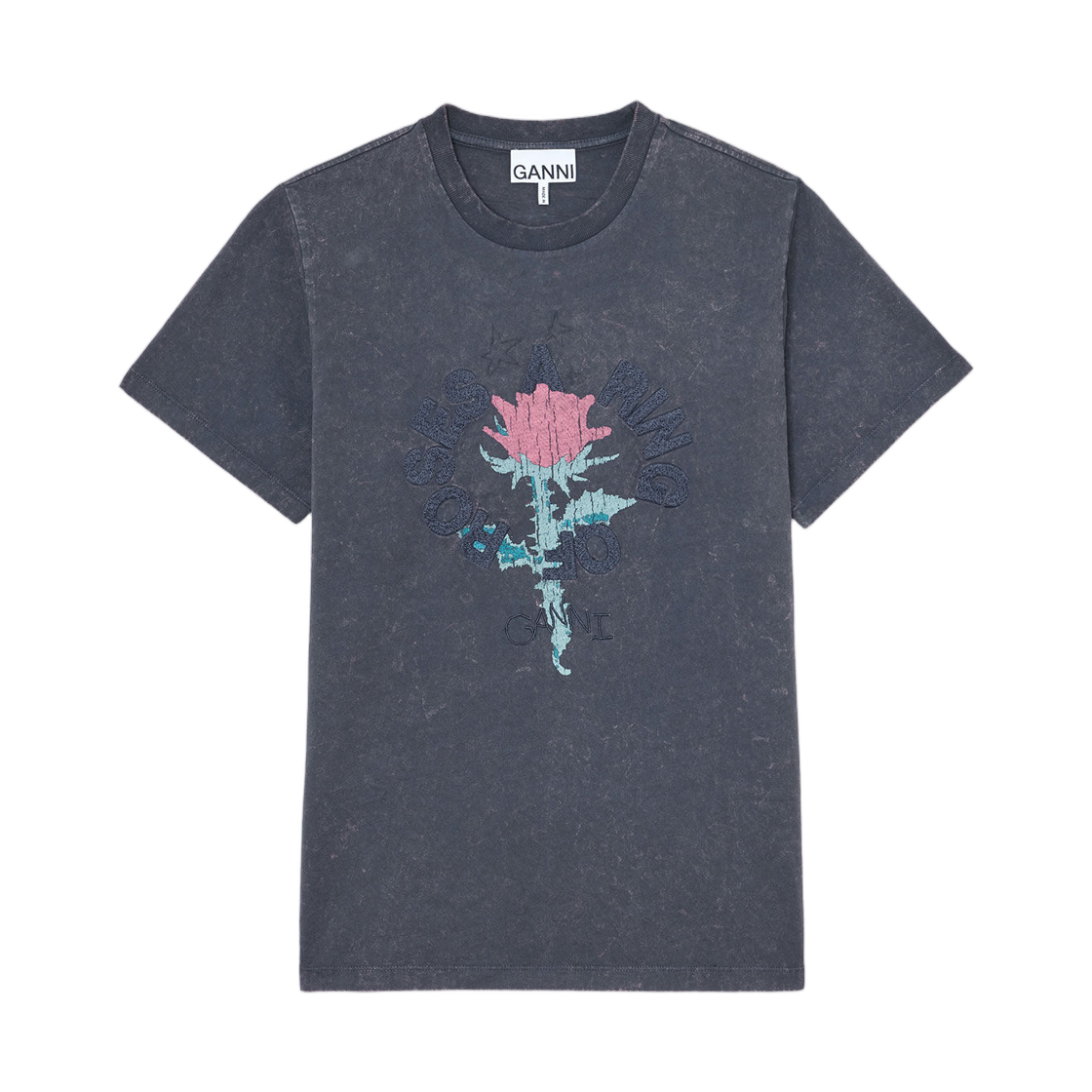 A1050171-252 (W) Ganni T-Shirt with Rose Phantom