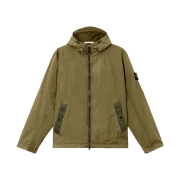 Stone Island 4100001 Crinkle Reps NY Hooded Jacket with Wind Resistance and Anti Drop Military Green - 26SS