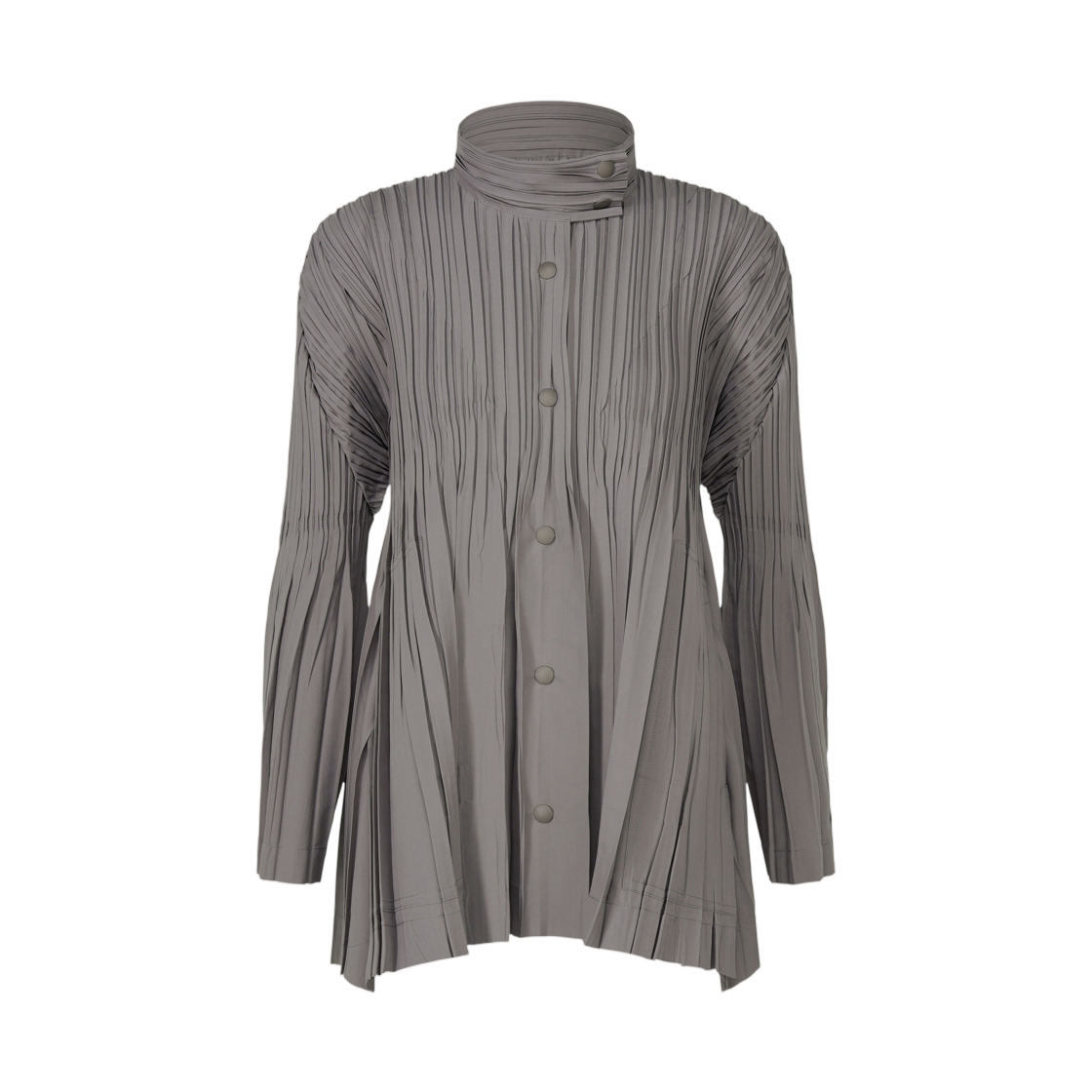 PP61-FO881-12 (W) Pleats Please Issey Miyake Float Coat Shirt Gray