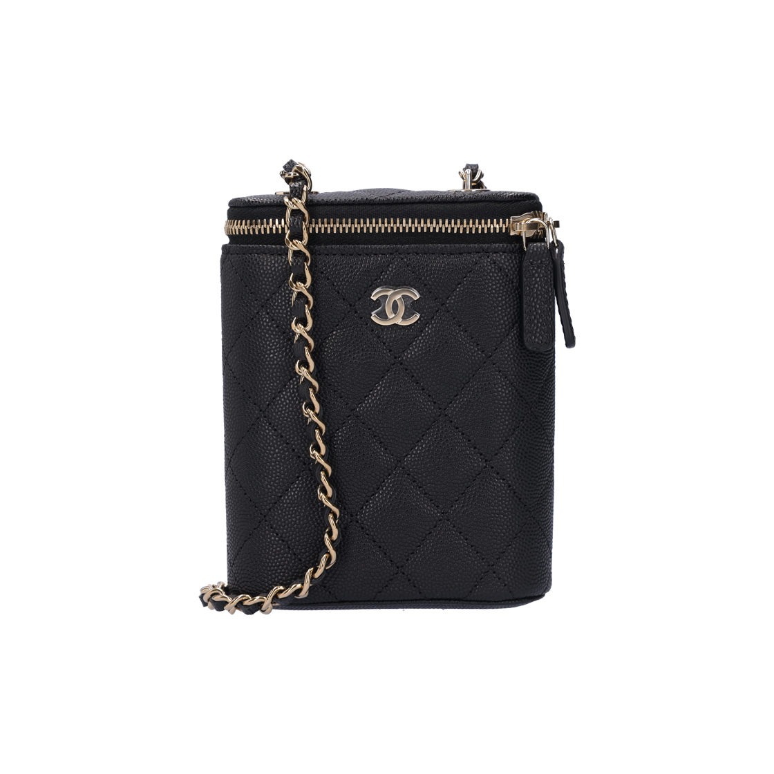IT89FPJ4W53H Chanel Classic Mini Cosmetic Case in Grained Calfskin & Gold Metal Black