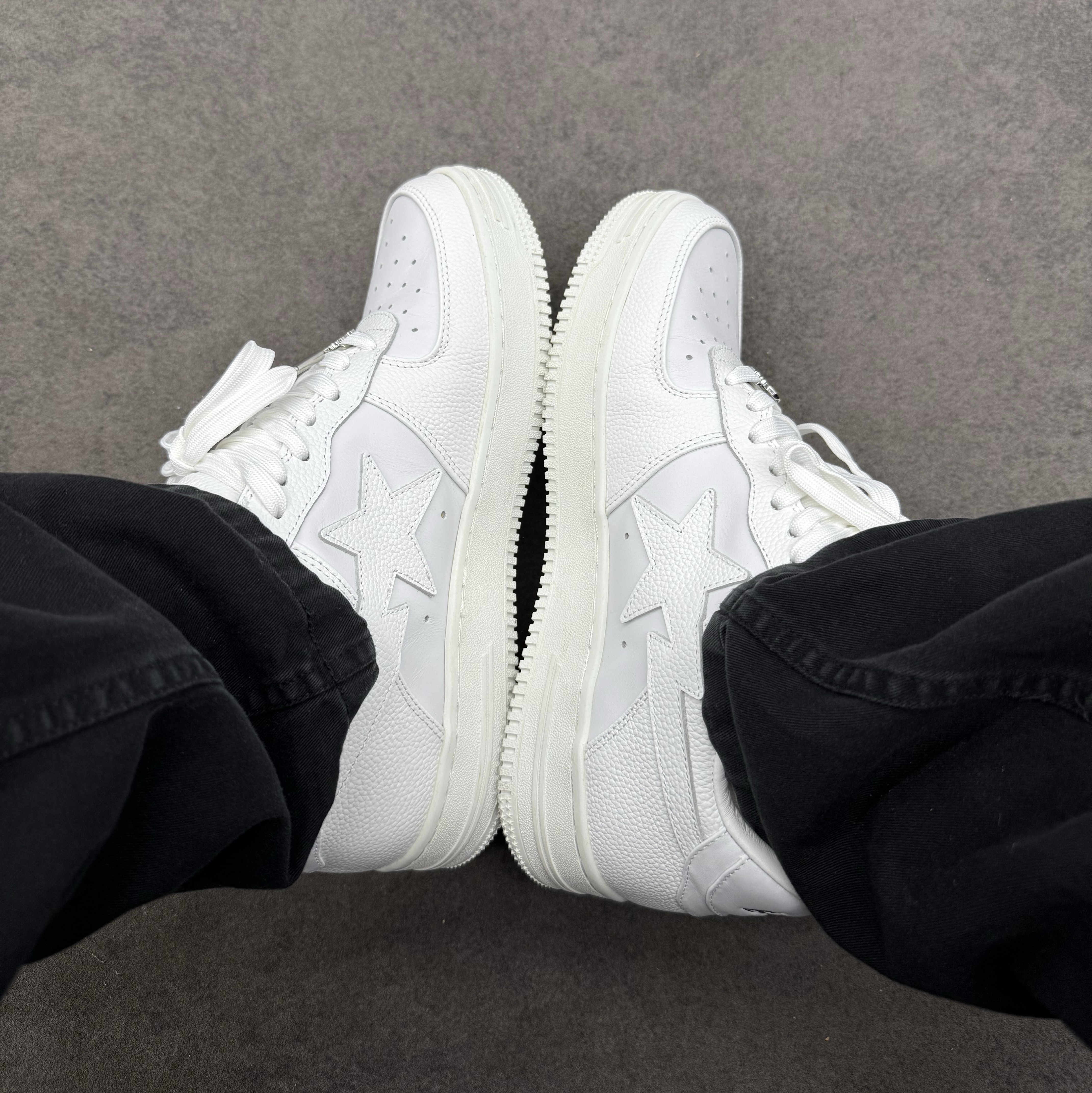 BAPE Bape Sta Low #6 Triple White 착용 스타일