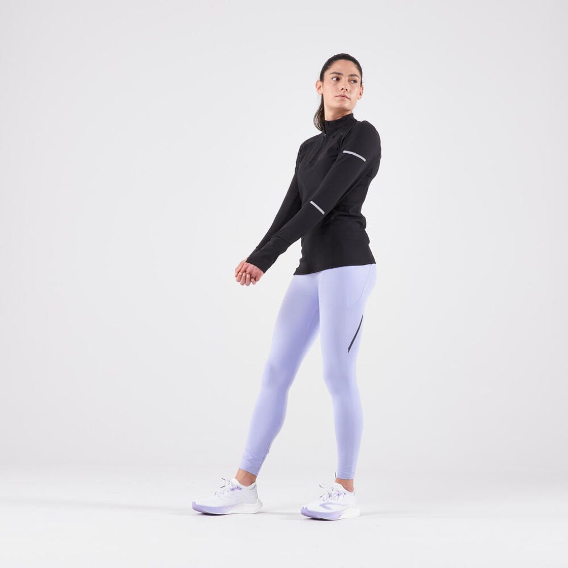 데카트론 여성 하프집 러닝 긴팔 티 런 웜 900 스모크 블랙(DECATHLON Women's Half-Zip Running Long-Sleeved T-Shirt Kiprun Run Warm 900 Smoke Black) - 10