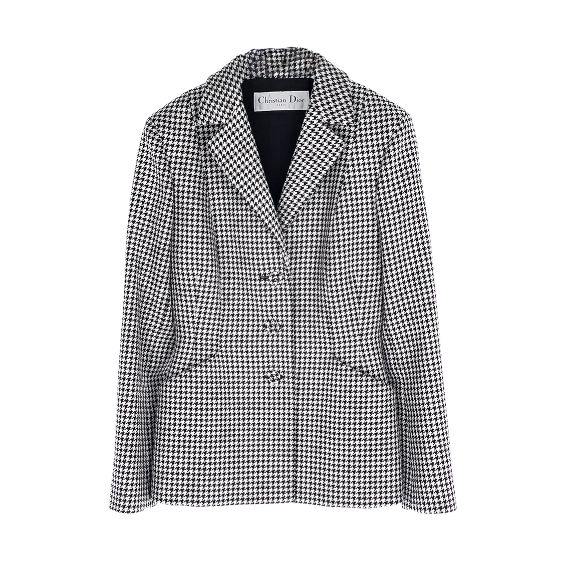 ITCJATDKRN9G Dior 30 Montaigne Houndstooth Bar Jacket Black/White (6ET0583)