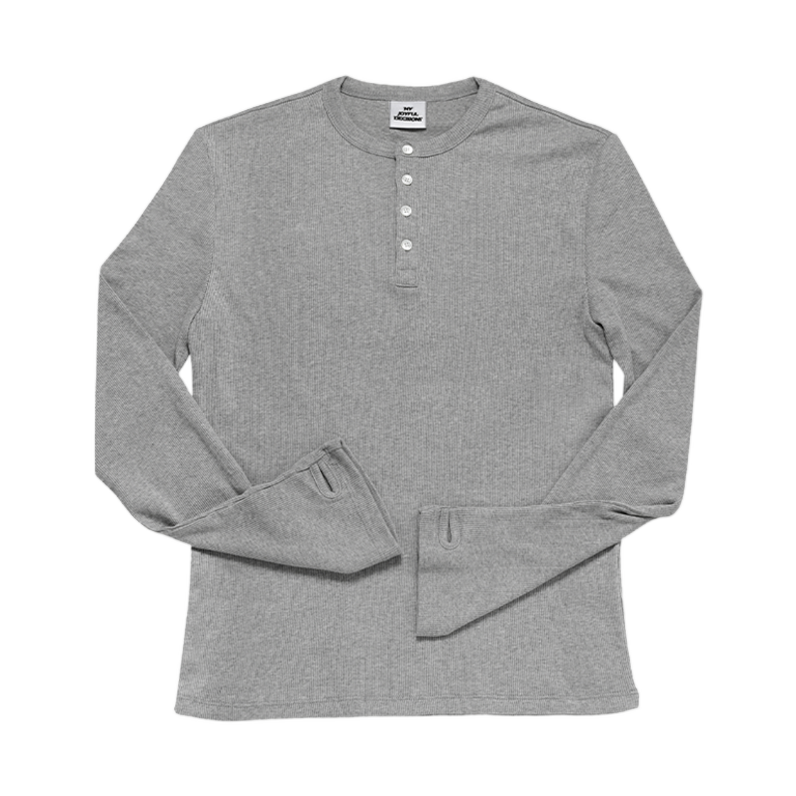 엠제이디 슬림핏 핑거홀 헨리넥 롱슬리브 멜란지 그레이(MJD Slim-Fit Fingerhole Henry Neck Long Sleeve Melange Grey) - 1