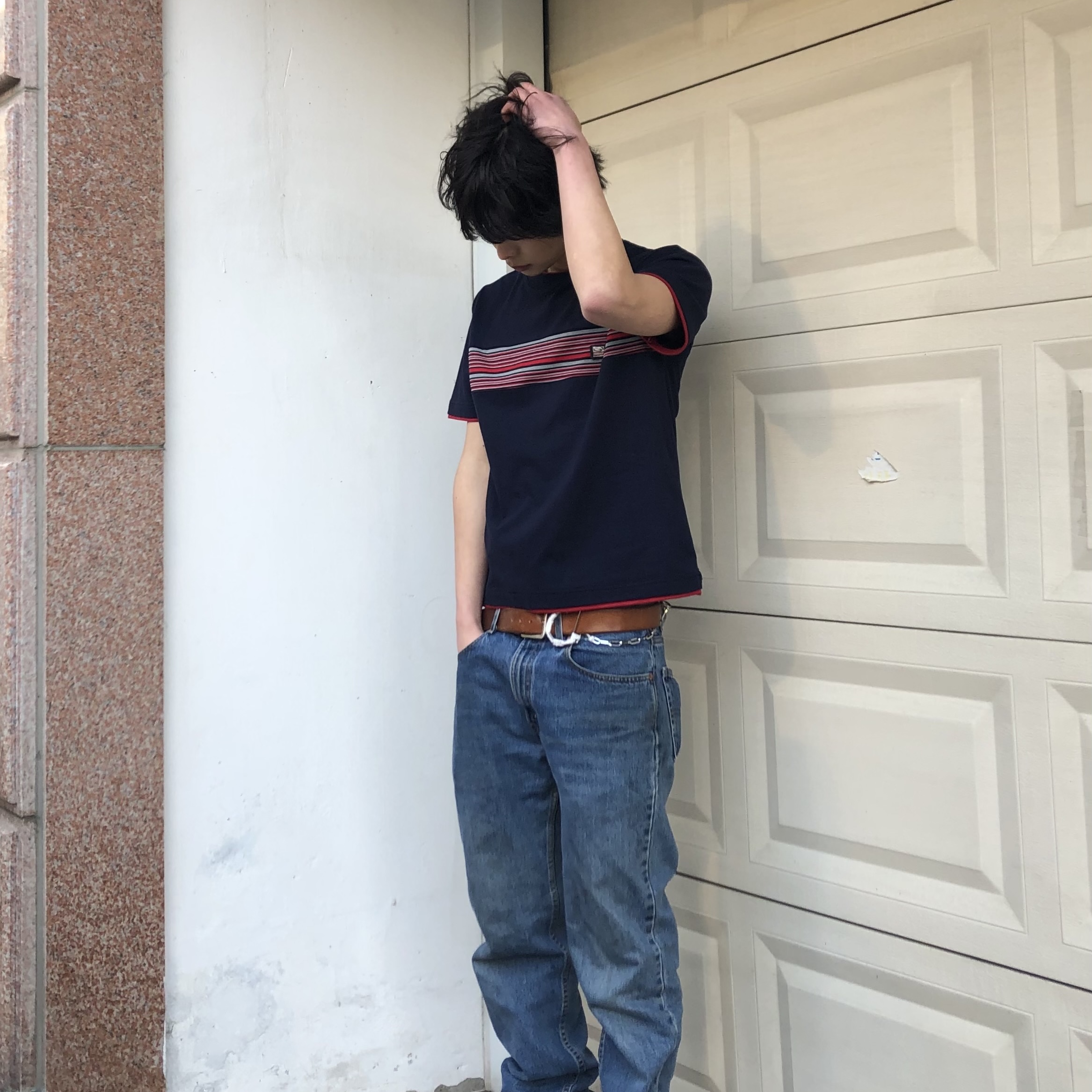 SPORT CHAMBER Spectrum T-shirt NAVY 착용 스타일 - 5