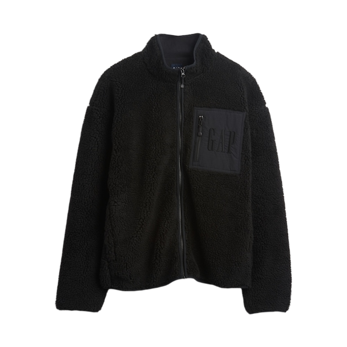 갭 리사이클 쉐르파 오버사이즈 로고 집 자켓 트루 블랙(Gap Recycled Sherpa Oversized Logo Zip Jacket True Black)