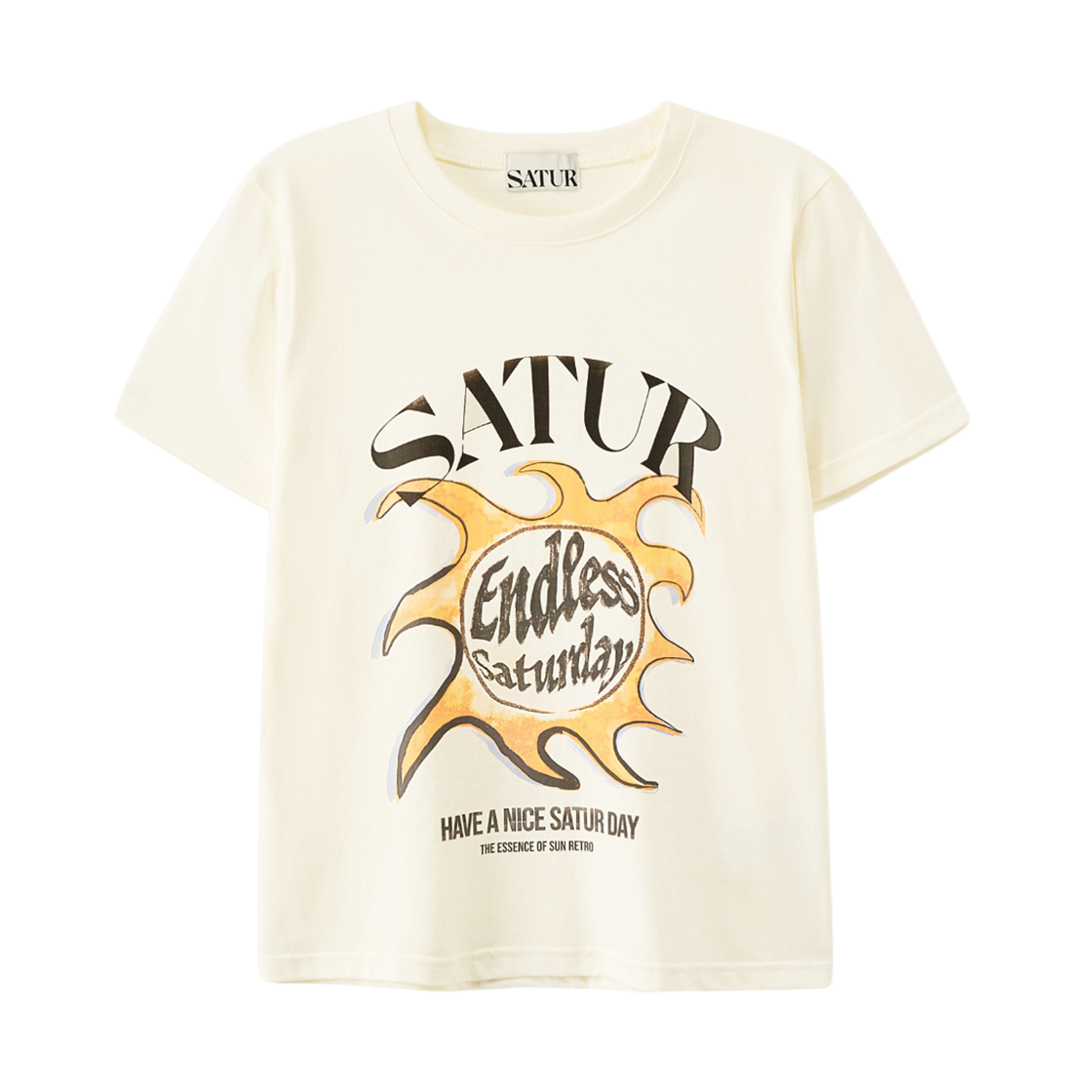 세터 우먼 썬 레트로 그래픽 반팔 티셔츠 레트로 아이보리