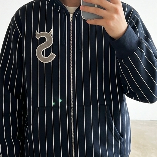 Supreme Devil S Logo Zip Up Hooded Sweatshirt Stripe - 26SS 착용 스타일
