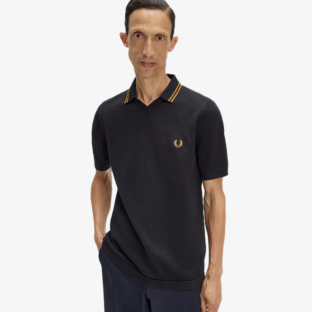 프레드페리 포인텔 니트 셔츠 블랙(Fred Perry Pointelle Knitted Shirt Black) - 3