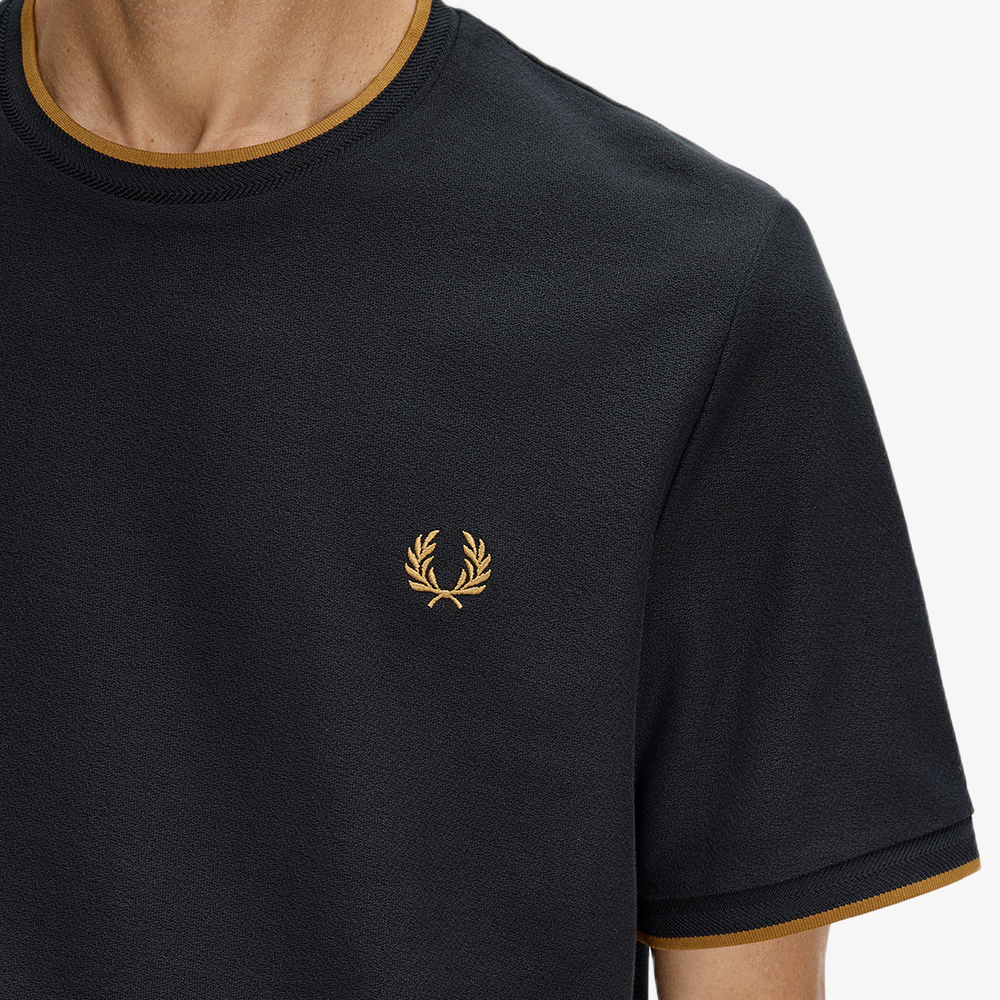 프레드페리 트림 디테일 크레이프 피케 티셔츠 블랙(Fred Perry Trim Detail Crepe Pique T-Shirt Black) - 4