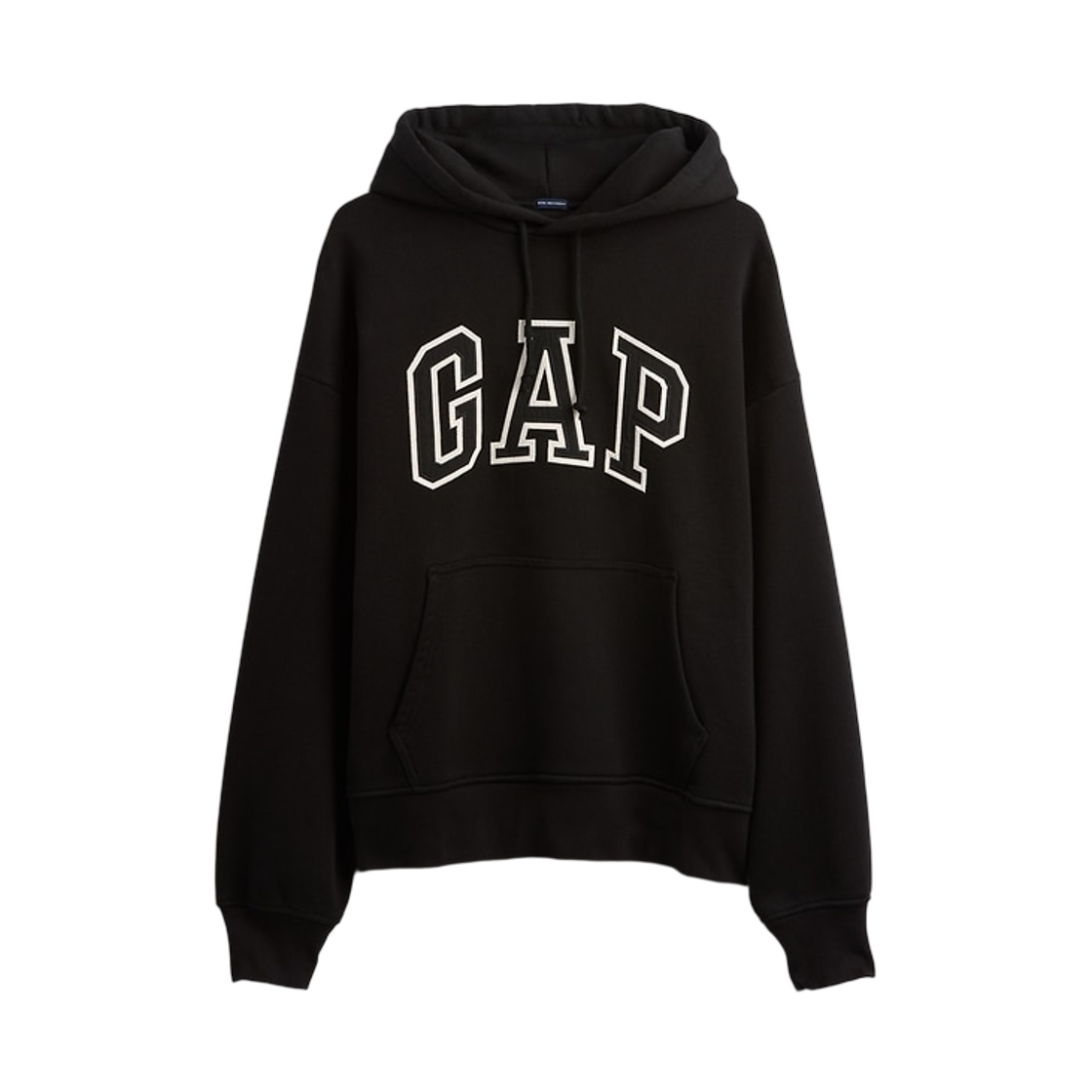 (W) 갭 엑스트라 헤비웨이트 프렌치 테리 오버사이즈 로고 후드 트루 블랙((W) Gap Extra Heavyweight French Terry Oversized Logo Hoodie True Black) - 1