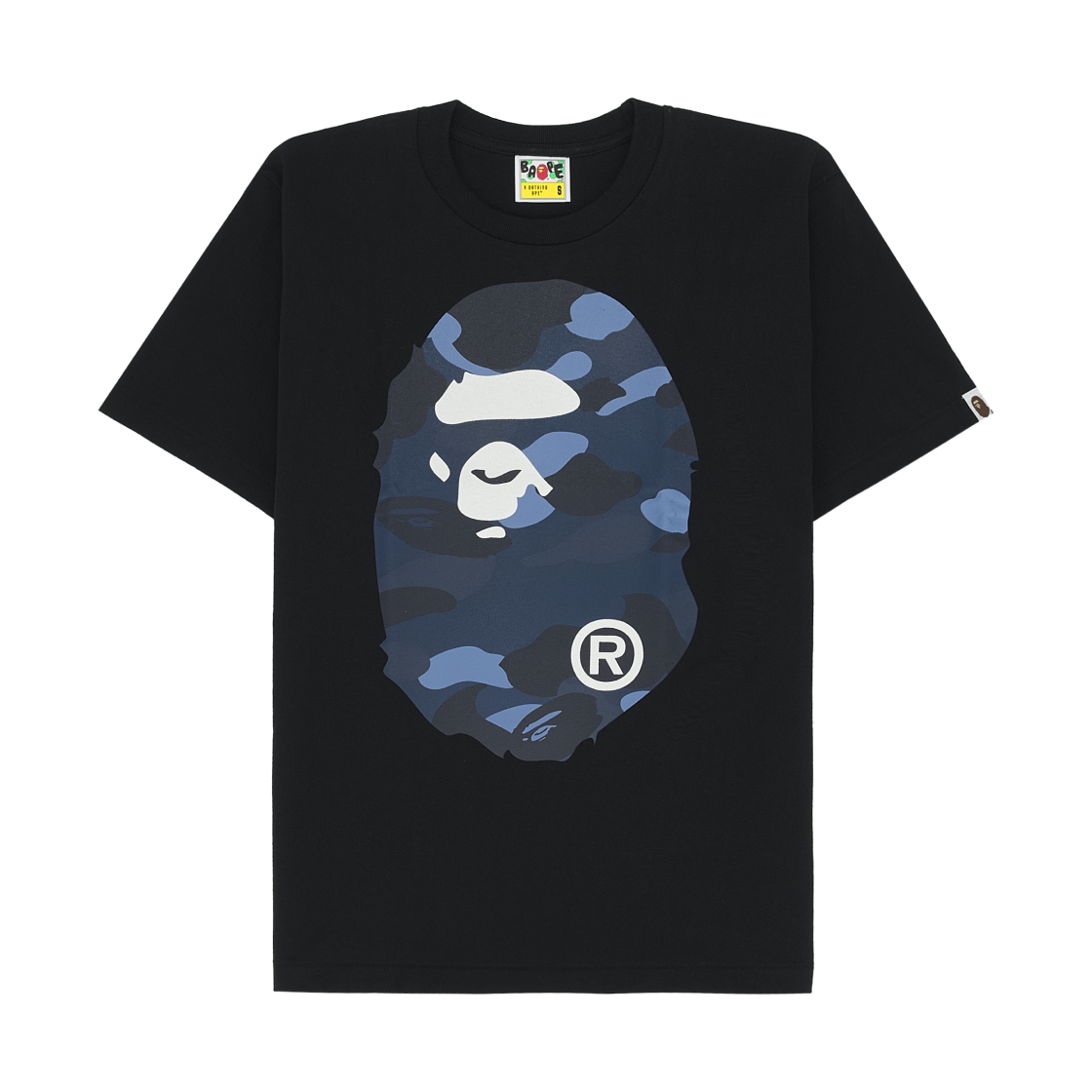 베이프 컬러 카모 빅 에이프 헤드 티셔츠 블랙 네이비(BAPE Color Camo Big Ape Head T-Shirt Black Navy)