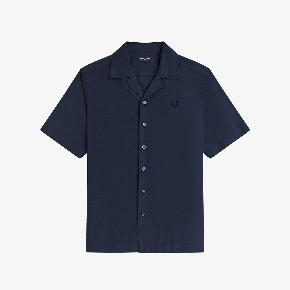 프레드페리 리넨 블렌드 리비어 칼라 셔츠 다크 에어포스(Fred Perry Linen Blend Revere Collar Shirt Dark Airforce) - 5