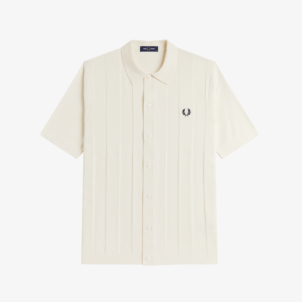 프레드페리 토널 버티컬 스트라이프 니트 셔츠 에크루(Fred Perry Tonal Vertical Stripe Knitted Shirt Ecru) - 5