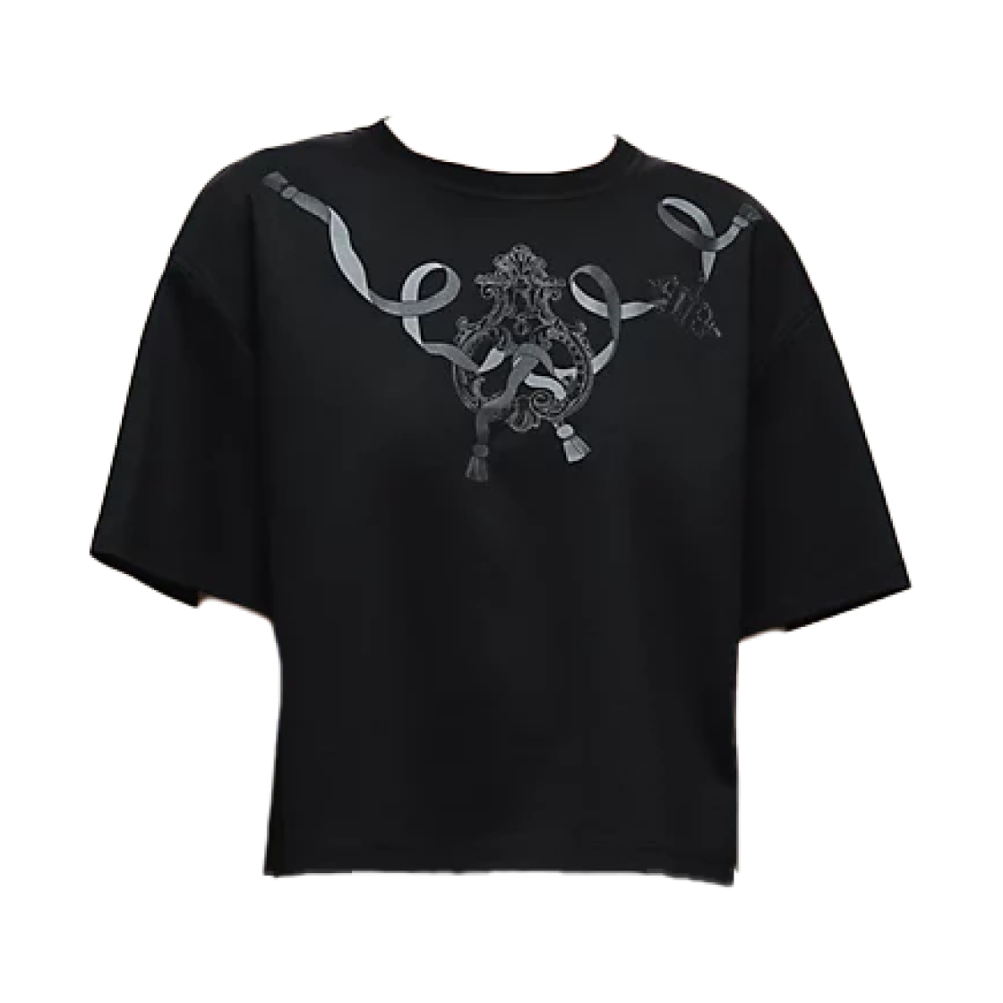 (W) 에르메스 프린티드 박시 티셔츠 누아((W) Hermes Printed Boxy T-Shirt Noir)