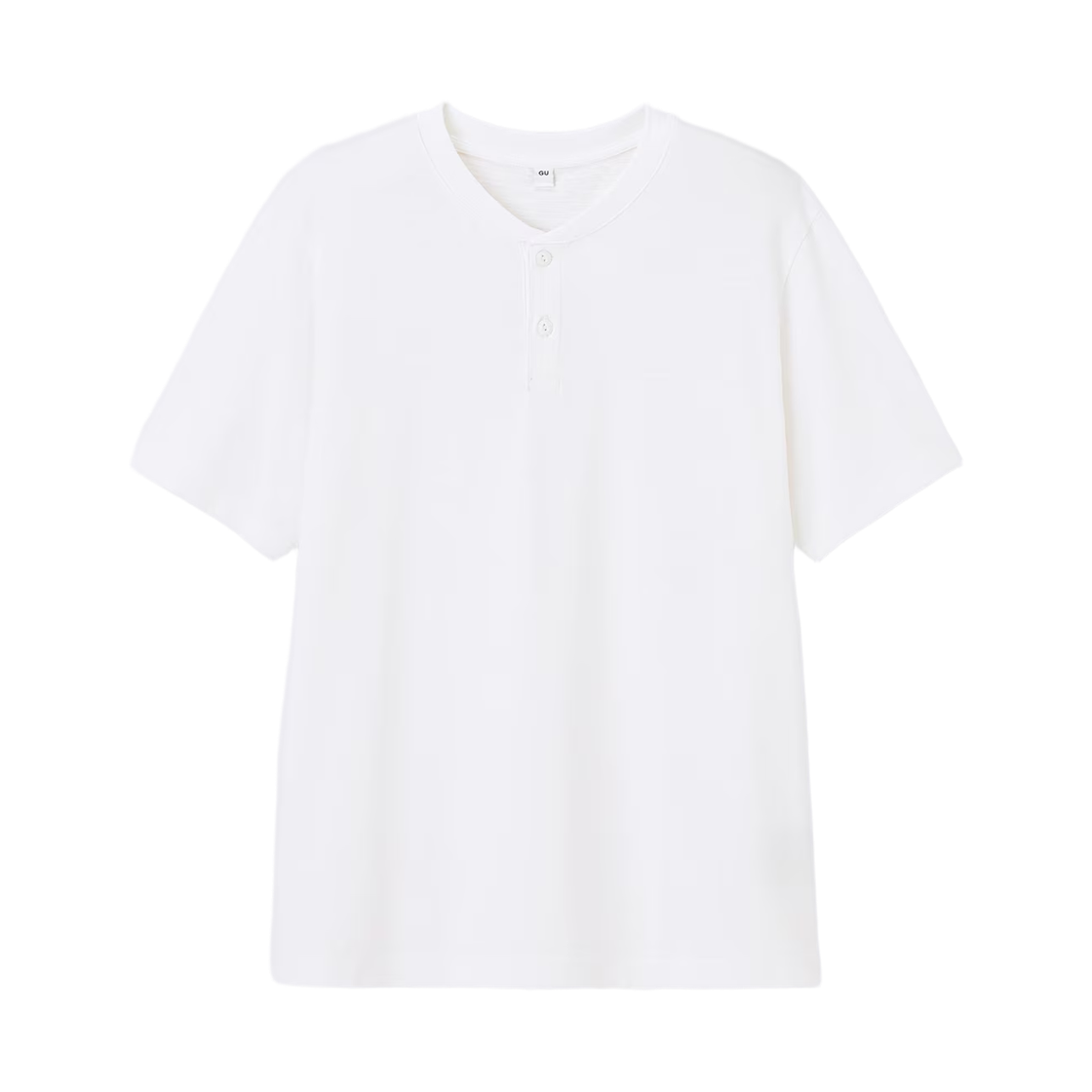 359547-01 GU Henley Neck T-Shirt Off White