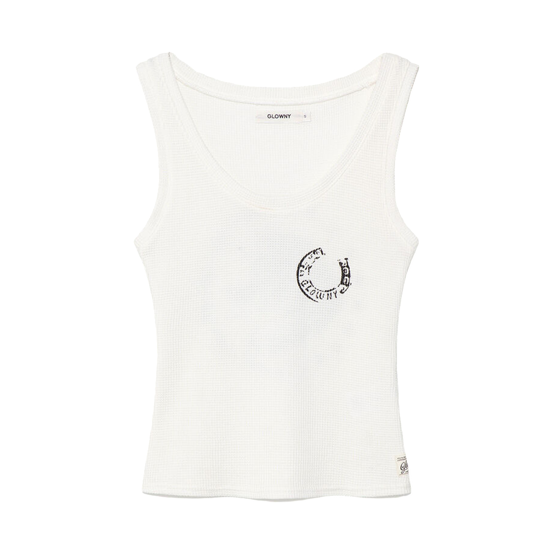 (W) 글로니 라키 와플 슬리브리스 탑 화이트((W) Glowny Rocky Waffle Sleeveless Top White)