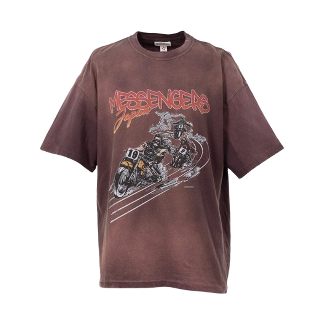 카미야 모터바이크 매신저스 디스트레스드 티셔츠 브라운(Kamiya Motorbike Messengers Distressed T-Shirt Brown)