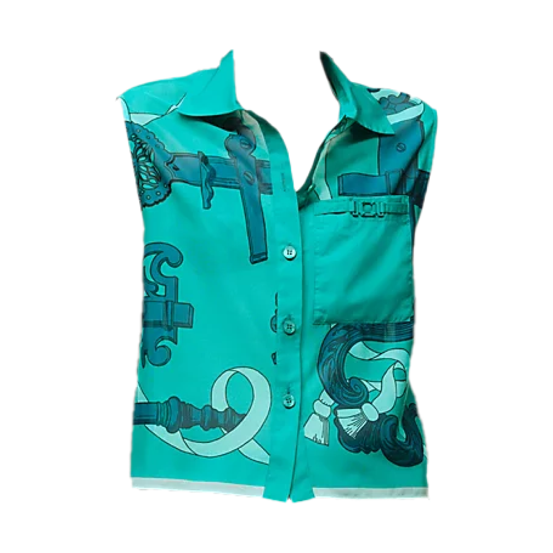 (W) 에르메스 페로느리 리믹스 슬리브리스 비치 셔츠 베르 투르말린((W) Hermes Ferronnerie Remix Sleeveless Beach Shirt Vert Tourmaline)