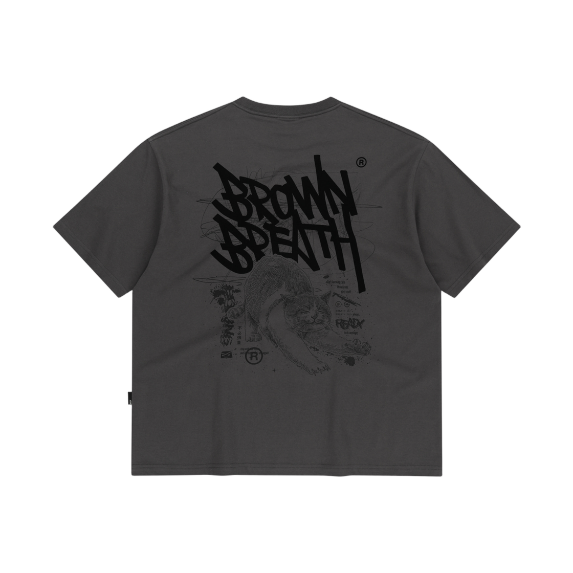 BLMMSTN02CC Brownbreath Kitty Tag T-Shirt Charcoal