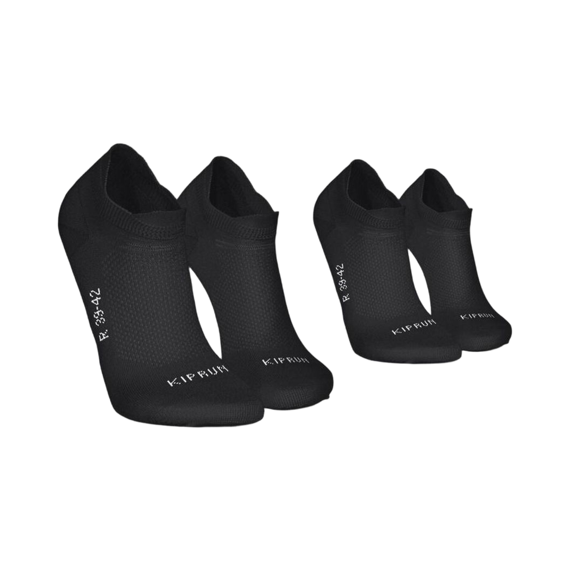 8810965 DECATHLON Running Thin Ankle Socks 2 Pairs Run 500 Smoked Black