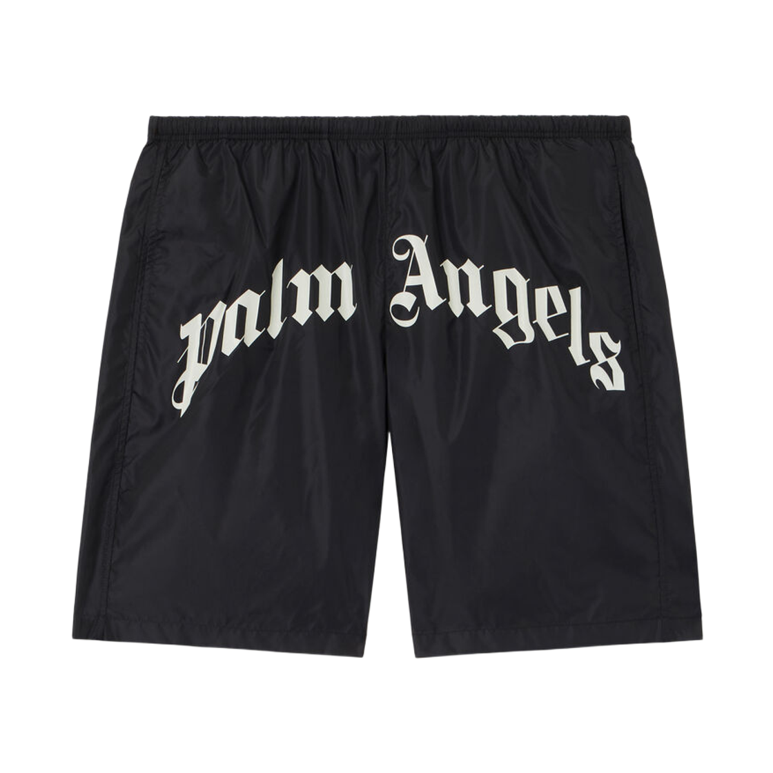 팜엔젤스 커브드 로고 스윔쇼츠 - 블랙 오프 화이트(Palm Angels Curved Logo Swimshort - Black Off White)