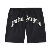 Palm Angels Curved Logo Swimshort - Black Off White