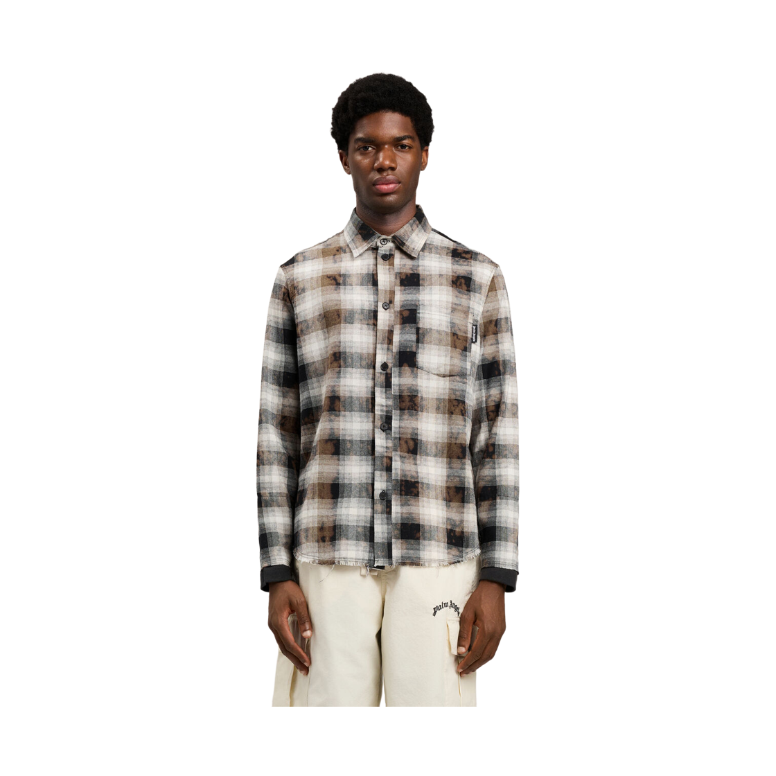 팜엔젤스 클래식 로고 체크 셔츠 롱슬리브 - 블랙 오프 화이트(Palm Angels Classic Logo Check Shirt L/S - Black Off White) - 2