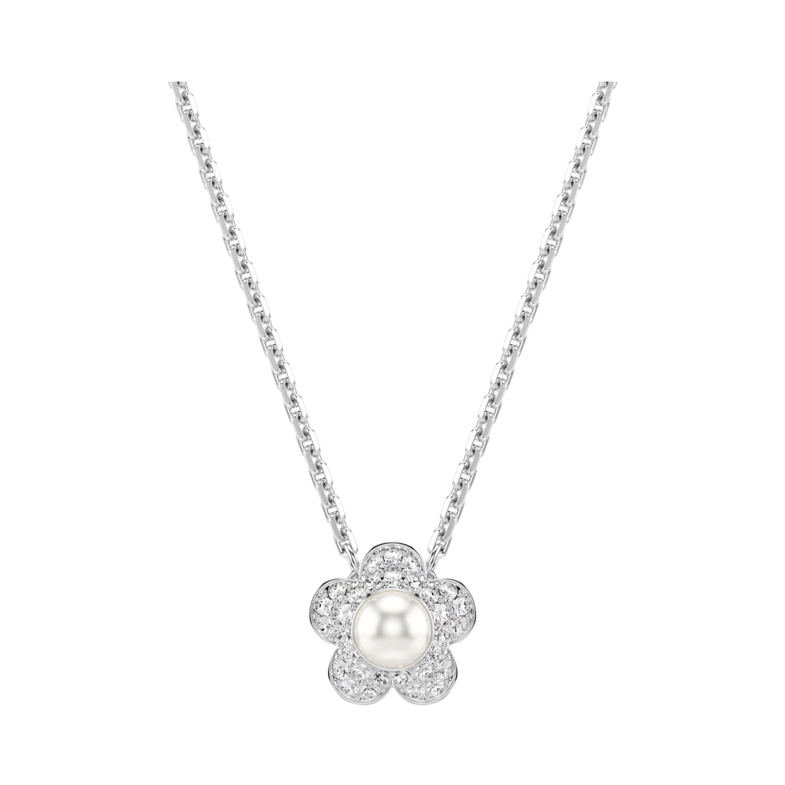 5755817 (W) Swarovski x Ariana Grande Pendant Crystal Pearl Round Cut Flower White Rhodium Plated