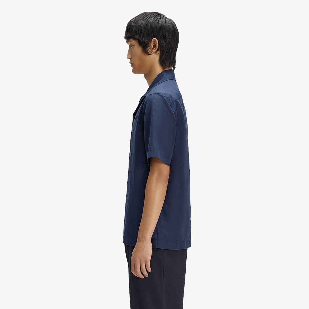프레드페리 리넨 블렌드 리비어 칼라 셔츠 다크 에어포스(Fred Perry Linen Blend Revere Collar Shirt Dark Airforce) - 2