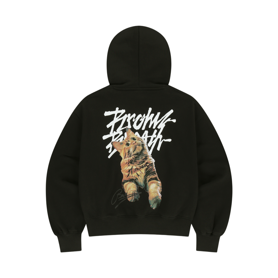 (W) 브라운브레스 크러쉬 태그 키티 후디 블랙((W) Brownbreath Crush Tag Kitty Hoodie Black) - 1