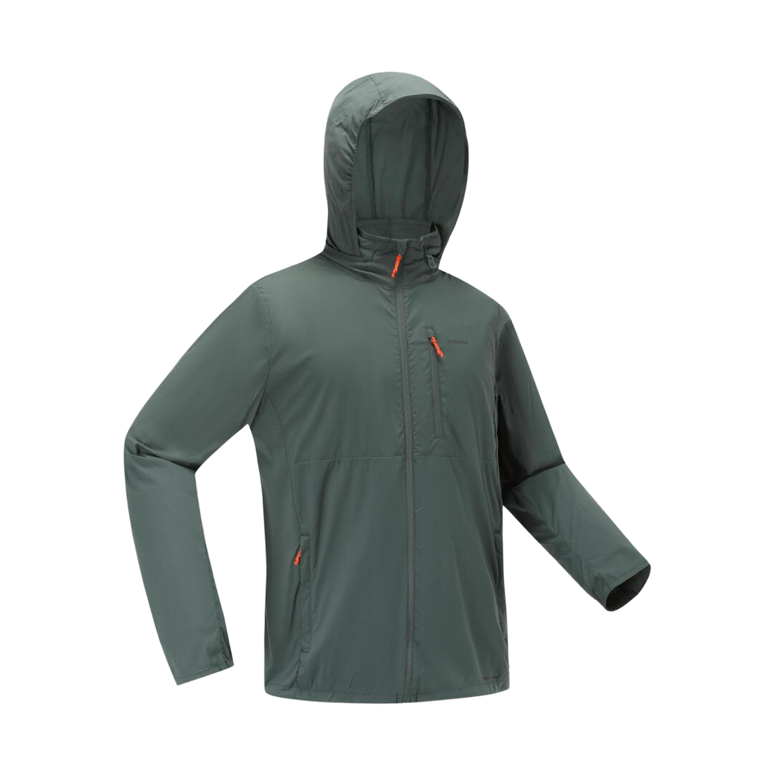 8862022 DECATHLON Men's Hiking Windbreaker Jacket Helium 500 Smoke Green